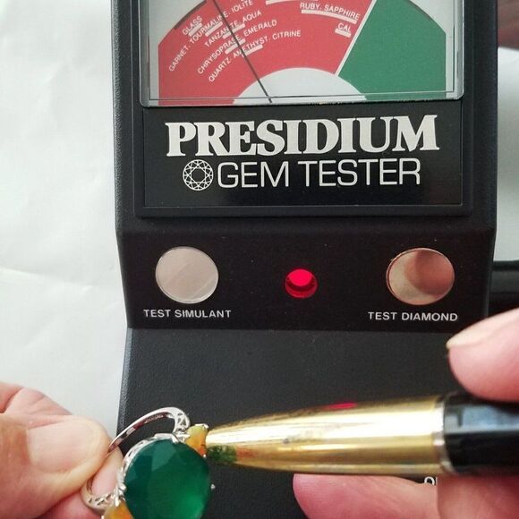 Jadeite w Yellow Tourmaline Gemstone Cocktail Ring Sterling Silver Signed Sz 9 - Picture 13 of 13